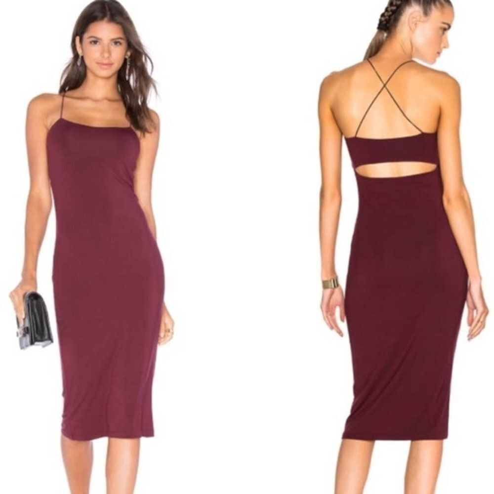 Revolve T By Alexander Wang Maroon Red Spaghetti Strappy Cami dress Womens Large